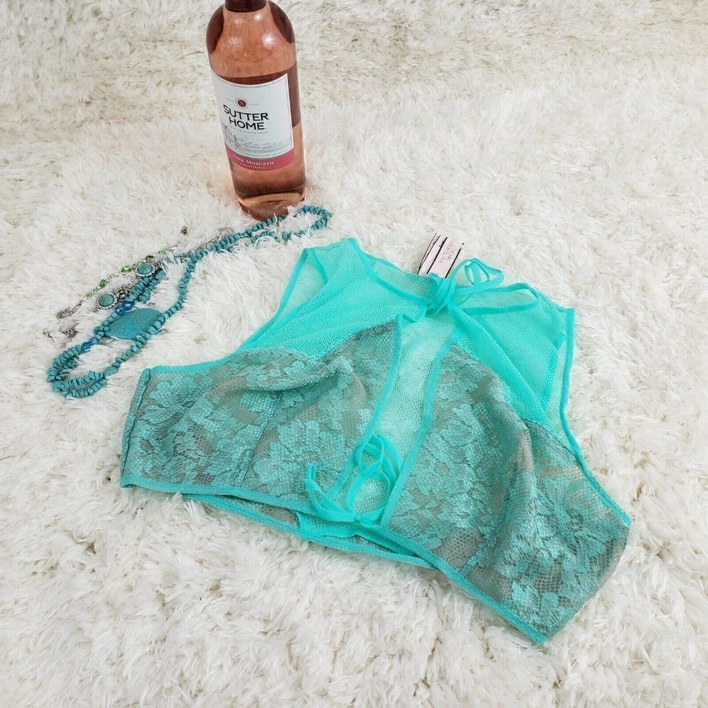 Victoria's Secret Sleepwear Crop Top Green Mint Mesh Size Small